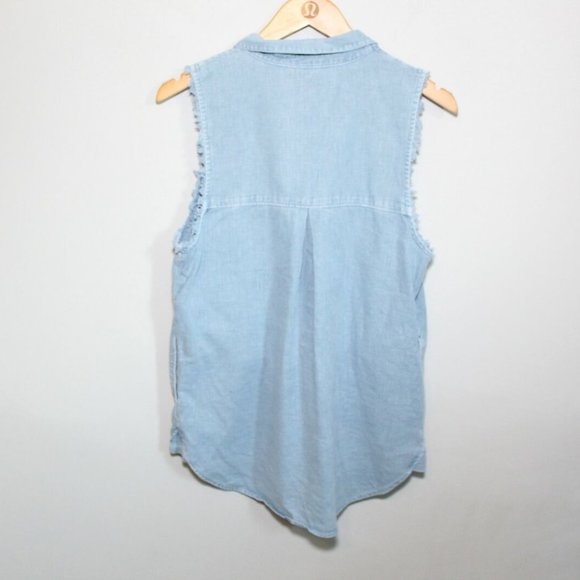 Free People Sleeveless Denim Button Frayed H11054 - Picture 8 of 9